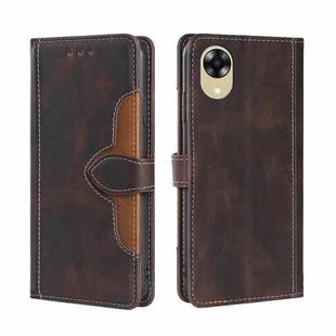 For OPPO A17k Skin Feel Magnetic Buckle Leather Phone Case(Brown)