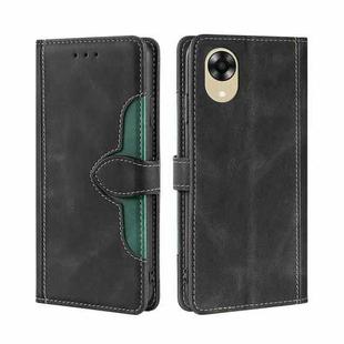 For OPPO A17k Skin Feel Magnetic Buckle Leather Phone Case(Black)
