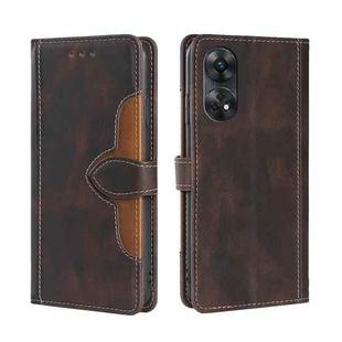 For OPPO Reno8 T 4G Skin Feel Magnetic Buckle Leather Phone Case(Brown)