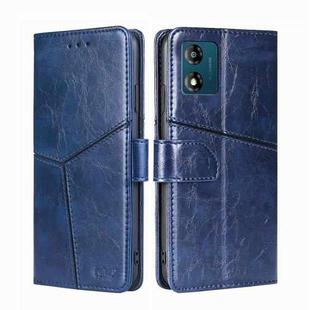 For Motorola Moto E13 4G Geometric Stitching Horizontal Flip Leather Phone Case(Blue)