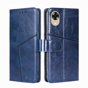 For OPPO A17k Geometric Stitching Horizontal Flip Leather Phone Case(Blue)