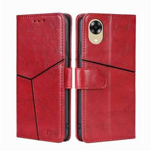 For OPPO A17k Geometric Stitching Horizontal Flip Leather Phone Case(Red)