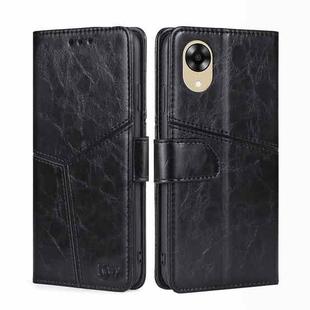 For OPPO A17k Geometric Stitching Horizontal Flip Leather Phone Case(Black)