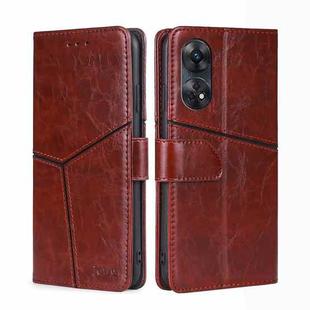 For OPPO Reno8 T 4G Geometric Stitching Horizontal Flip Leather Phone Case(Dark Brown)