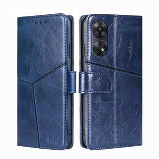 For OPPO Reno8 T 4G Geometric Stitching Horizontal Flip Leather Phone Case(Blue)