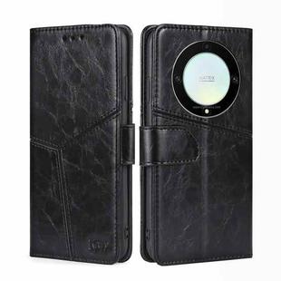For Honor X9a 5G Geometric Stitching Horizontal Flip Leather Phone Case(Black)