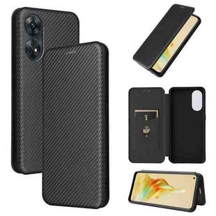 For OPPO Reno8 T 4G Carbon Fiber Texture Flip Leather Phone Case(Black)