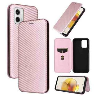 For Motorola Moto G73 5G Carbon Fiber Texture Flip Leather Phone Case(Pink)