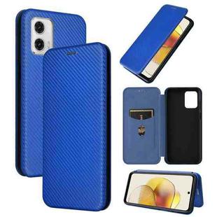 For Motorola Moto G73 5G Carbon Fiber Texture Flip Leather Phone Case(Blue)