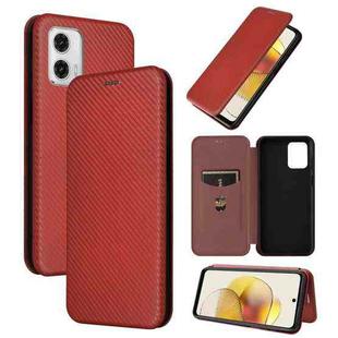 For Motorola Moto G73 5G Carbon Fiber Texture Flip Leather Phone Case(Brown)