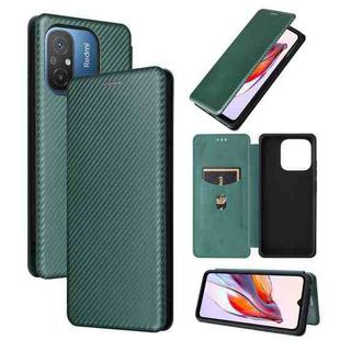 For Xiaomi Redmi 12C Carbon Fiber Texture Flip Leather Phone Case(Green)