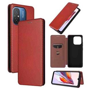 For Xiaomi Redmi 12C Carbon Fiber Texture Flip Leather Phone Case(Brown)
