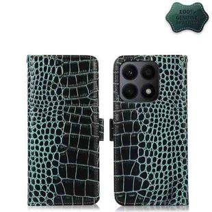 For Honor X8a 4G Crocodile Top Layer Cowhide Leather Phone Case(Green)