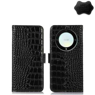 For Honor X9a/X40 5G Crocodile Top Layer Cowhide Leather Phone Case(Black)