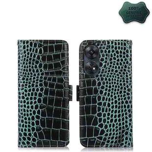 For OPPO Reno8 T 4G Crocodile Top Layer Cowhide Leather Phone Case(Green)