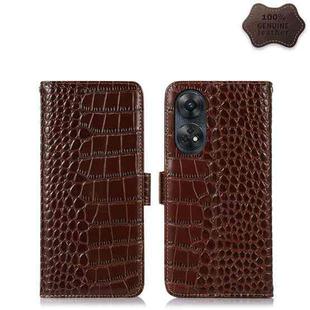 For OPPO Reno8 T 4G Crocodile Top Layer Cowhide Leather Phone Case(Brown)