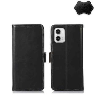 For Motorola Moto G73 5G Crazy Horse Top Layer Cowhide Leather Phone Case(Black)