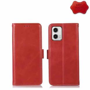 For Motorola Moto G73 5G Crazy Horse Top Layer Cowhide Leather Phone Case(Red)