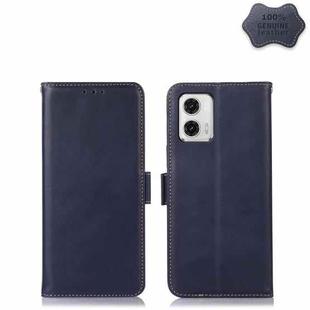 For Motorola Moto G73 5G Crazy Horse Top Layer Cowhide Leather Phone Case(Blue)