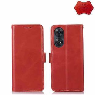 For OPPO Reno8 T 4G Crazy Horse Top Layer Cowhide Leather Phone Case(Red)