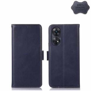 For OPPO Reno8 T 4G Crazy Horse Top Layer Cowhide Leather Phone Case(Blue)