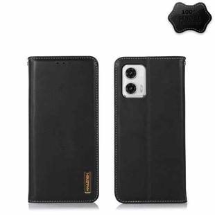 For Motorola Moto G73 5G KHAZNEH Nappa Top Layer Cowhide Leather Phone Case(Black)