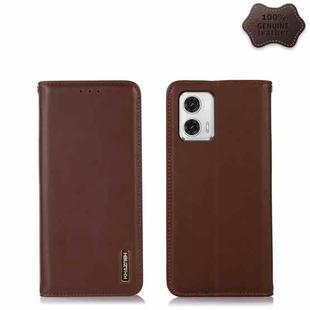 For Motorola Moto G73 5G KHAZNEH Nappa Top Layer Cowhide Leather Phone Case(Brown)