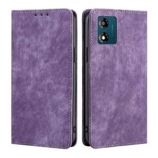 For Motorola Moto E13 4G RFID Anti-theft Brush Magnetic Leather Phone Case(Purple)