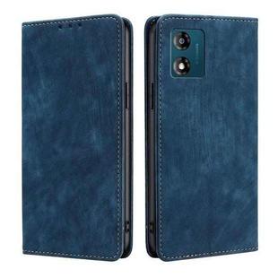 For Motorola Moto E13 4G RFID Anti-theft Brush Magnetic Leather Phone Case(Blue)