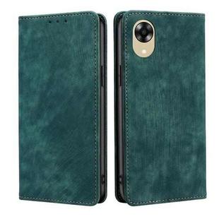 For OPPO A17k RFID Anti-theft Brush Magnetic Leather Phone Case(Green)