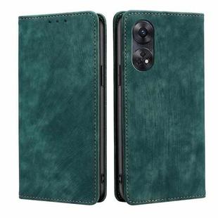 For OPPO Reno8 T 4G RFID Anti-theft Brush Magnetic Leather Phone Case(Green)