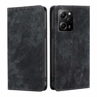 For Xiaomi Poco X5 Pro / Redmi Note 12 Pro Speed RFID Anti-theft Brush Magnetic Leather Phone Case(Black)