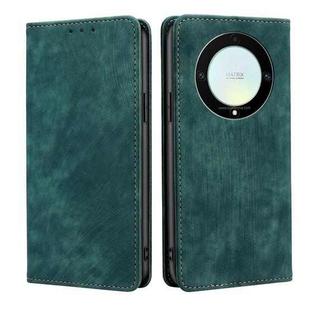 For Honor X9a 5G RFID Anti-theft Brush Magnetic Leather Phone Case(Green)