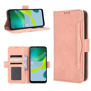 For Motorola Moto E13 4G Skin Feel Calf Texture Card Slots Leather Phone Case(Pink)