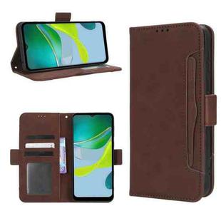 For Motorola Moto E13 4G Skin Feel Calf Texture Card Slots Leather Phone Case(Brown)