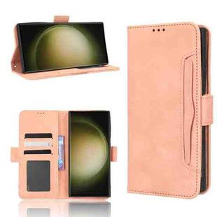 For Samsung Galaxy S23 Ultra 5G Skin Feel Calf Texture Card Slots Leather Phone Case(Pink)