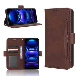 For Xiaomi Poco X5 5G / Redmi Note 12 5G Skin Feel Calf Texture Card Slots Leather Phone Case(Brown)