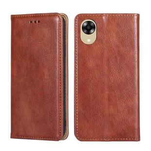 For OPPO A17k Gloss Oil Solid Color Magnetic Leather Phone Case(Brown)