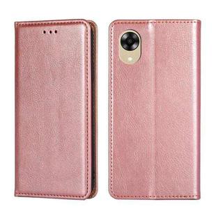 For OPPO A17k Gloss Oil Solid Color Magnetic Leather Phone Case(Rose Gold)