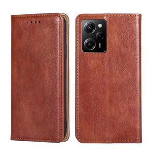 For Xiaomi Poco X5 Pro / Redmi Note 12 Pro Speed Gloss Oil Solid Color Magnetic Leather Phone Case(Brown)