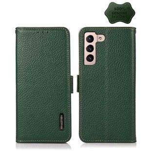 For Samsung Galaxy A24 4G KHAZNEH Side-Magnetic Litchi Genuine Leather RFID Phone Case(Green)