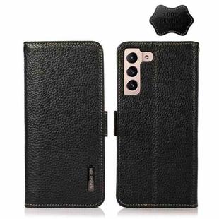 For Samsung Galaxy A34 5G KHAZNEH Side-Magnetic Litchi Genuine Leather RFID Phone Case(Black)
