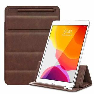 3-fold Stand Magnetic Tablet Sleeve Case Liner Bag For iPad 9.7 / 10.2 / 10.5 / 10.9 / 11 inch(Dark Brown)