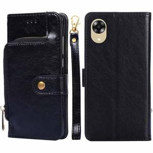 For OPPO A17k Zipper Bag Leather Phone Case(Black)