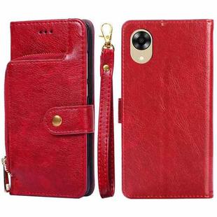 For OPPO A17k Zipper Bag Leather Phone Case(Red)