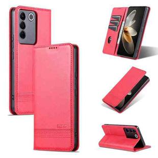 For vivo S16e AZNS Magnetic Calf Texture Flip Leather Phone Case(Red)