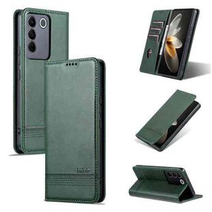 For vivo S16e AZNS Magnetic Calf Texture Flip Leather Phone Case(Dark Green)