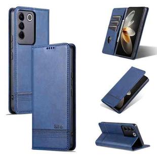 For vivo S16e AZNS Magnetic Calf Texture Flip Leather Phone Case(Dark Blue)