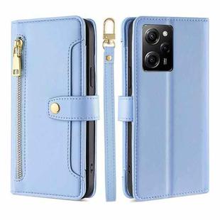 For Xiaomi Poco X5 Pro / Redmi Note 12 Pro Speed Sheep Texture Cross-body Zipper Wallet Leather Phone Case(Blue)