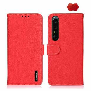 For Sony Xperia 1 IV KHAZNEH Litchi Genuine Leather Phone Case(Red)